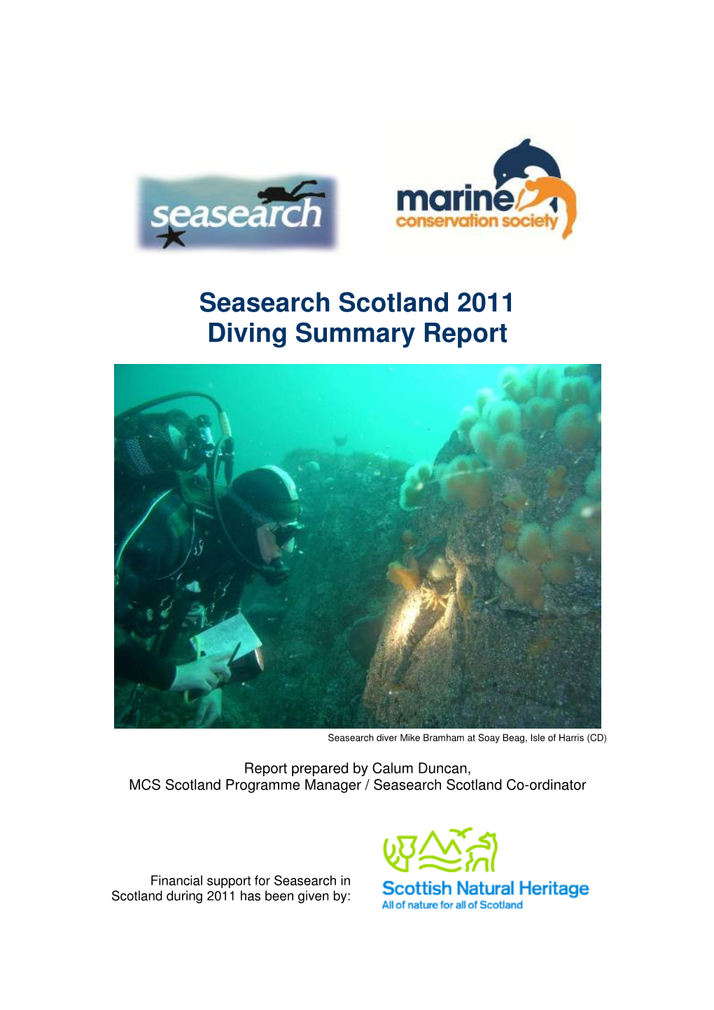 Seasearch Scotland 2011 Diving Summary Report