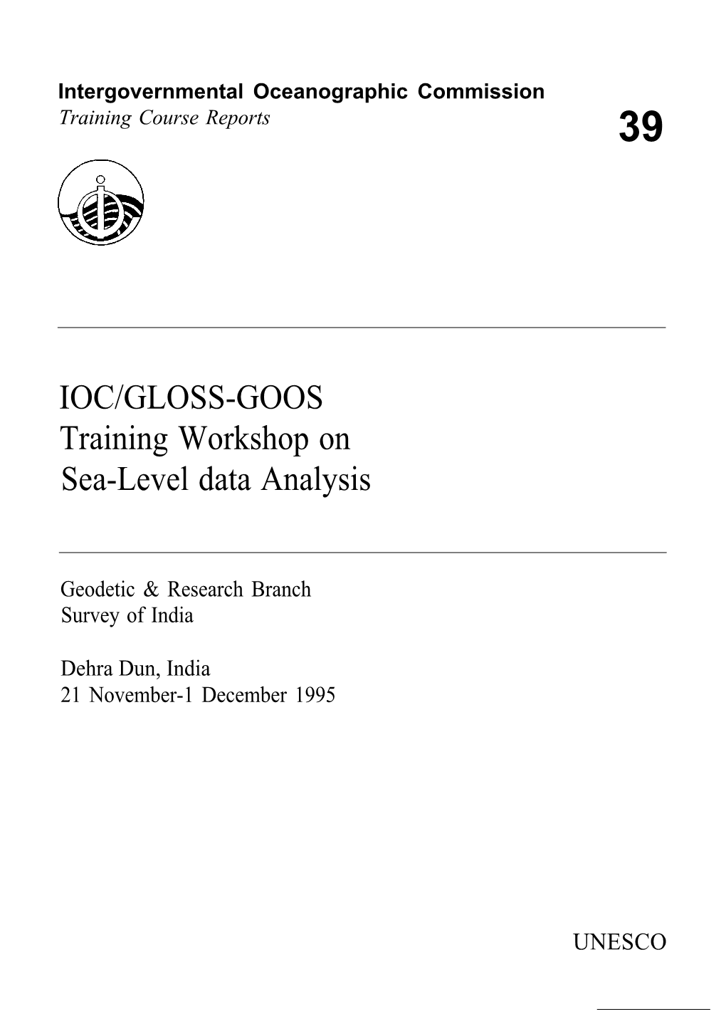 IOC/GLOSS-GOOS Training Workshop on Sea-Level Data Analysis