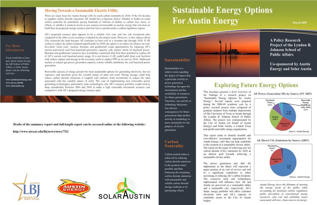 Sustainable Energy Options for Austin Energy