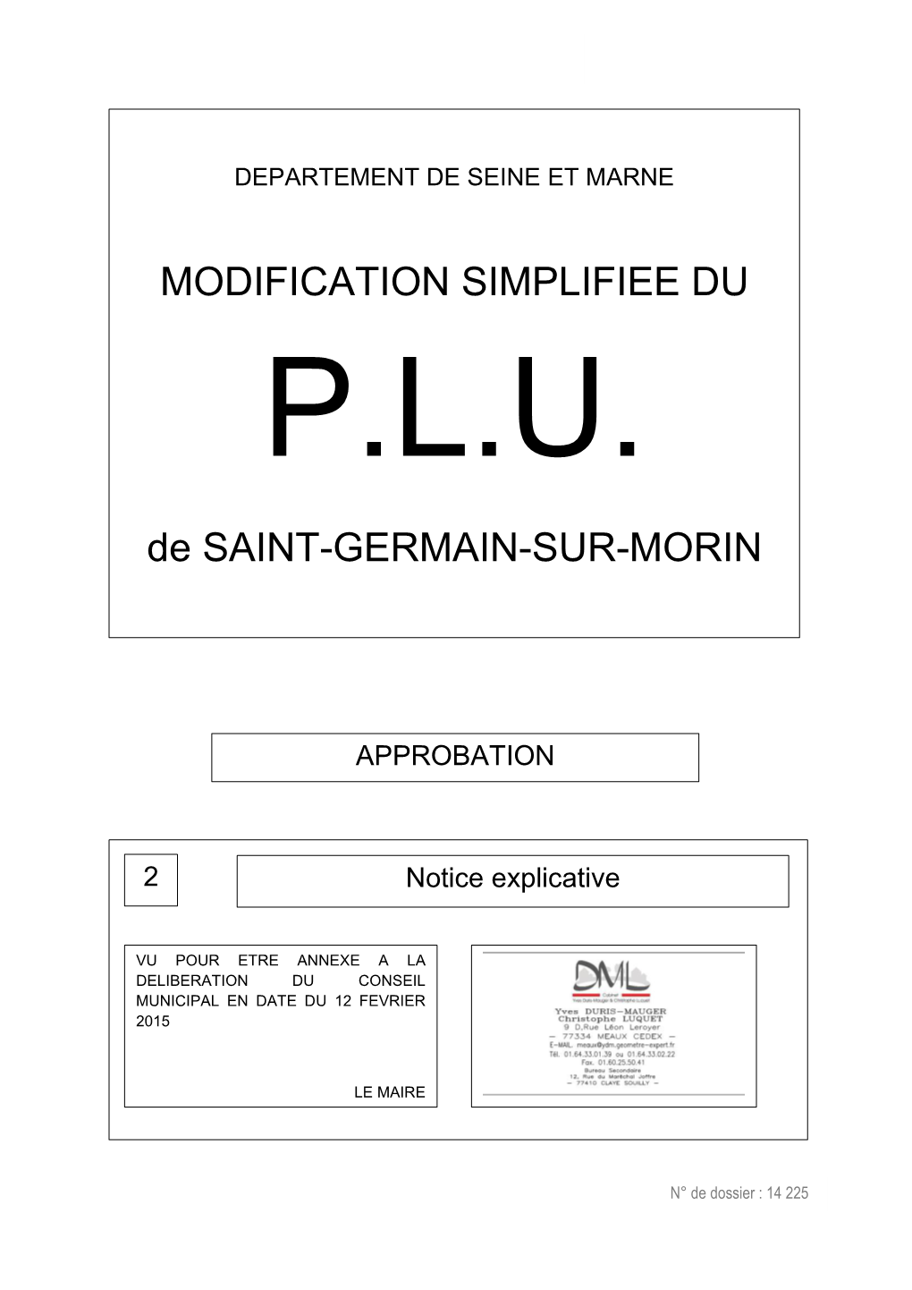 MODIFICATION SIMPLIFIEE DU De SAINT-GERMAIN-SUR-MORIN