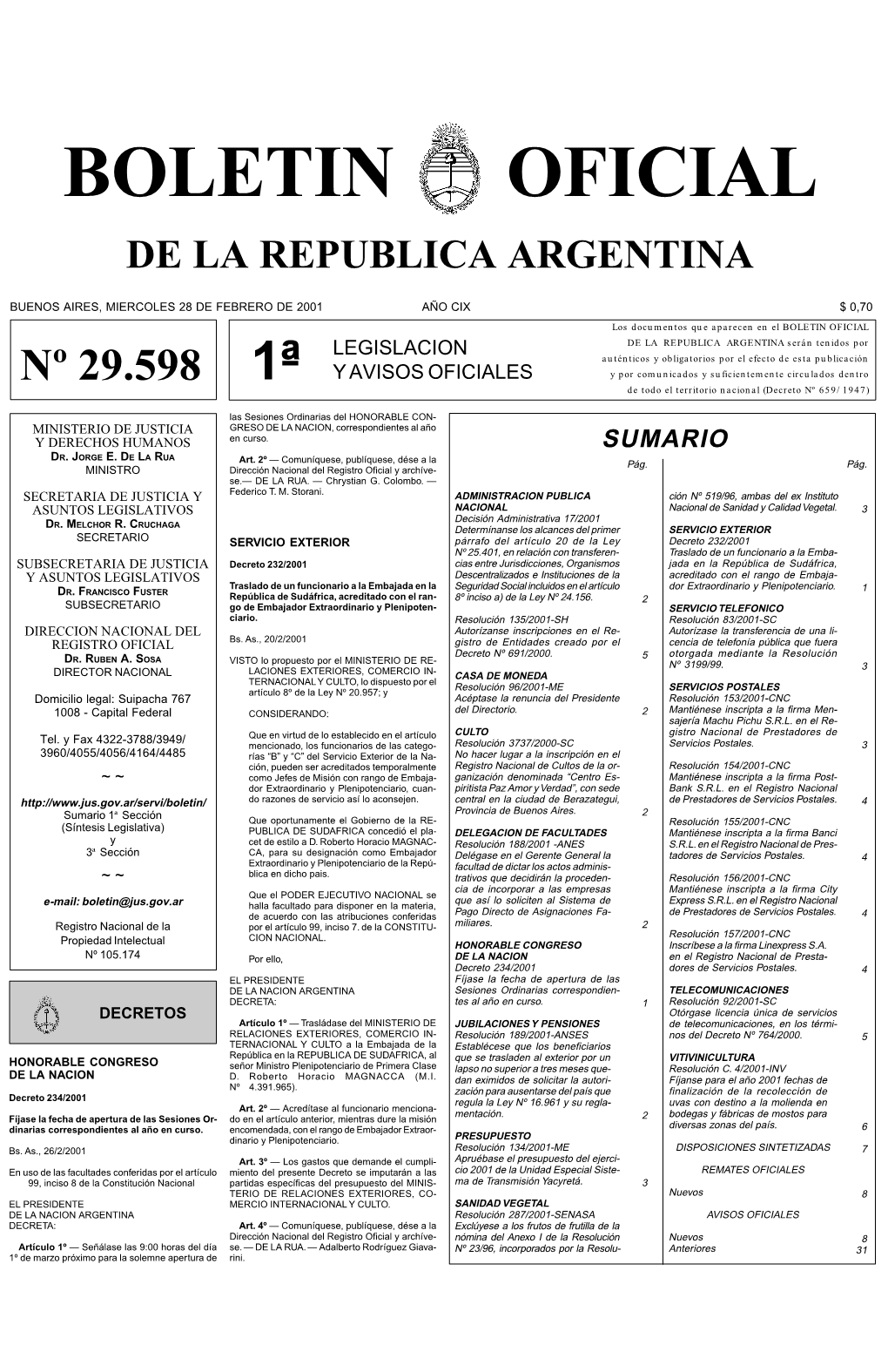 Boletin Oficial De La Republica Argentina