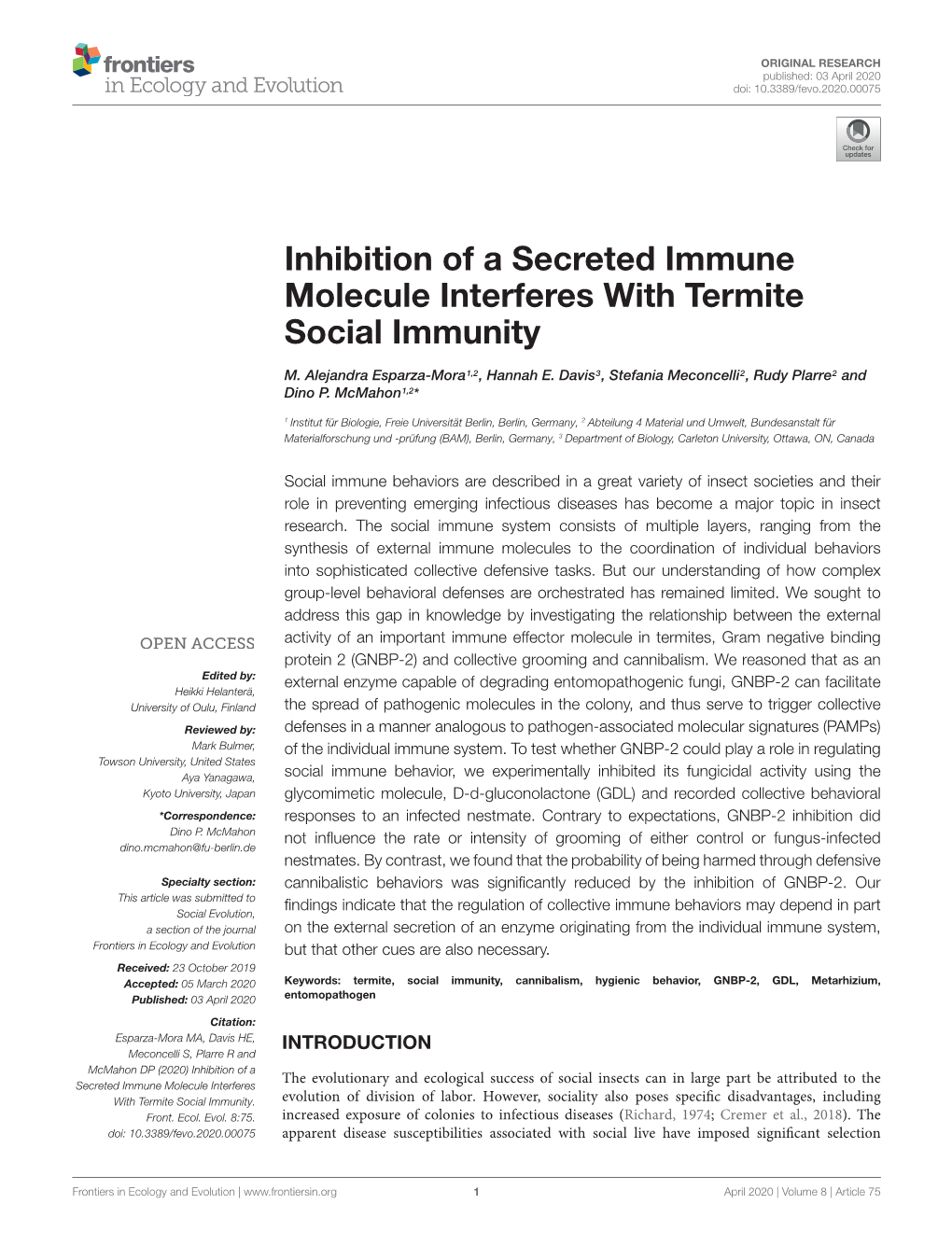 Inhibition of a Secreted Immune Molecule Interferes with Termite Social Immunity