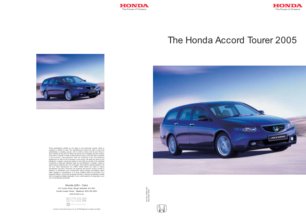 The Honda Accord Tourer 2005