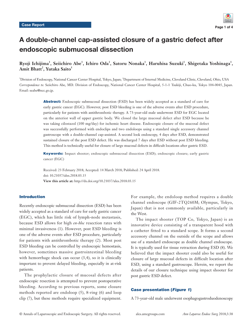 A Double-Channel Cap-Assisted Closure of a Gastric Defect After Endoscopic Submucosal Dissection