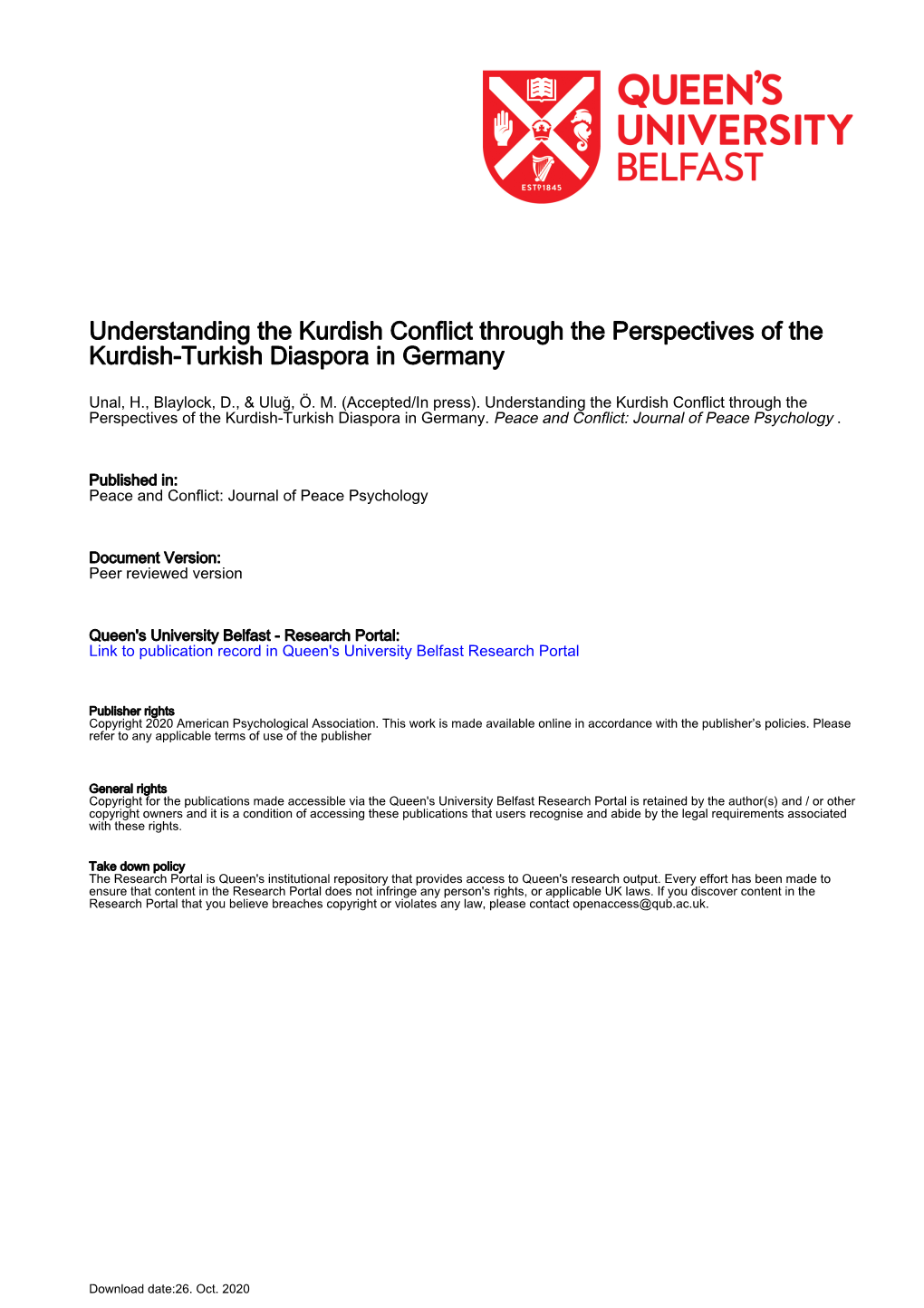 Understanding the Kurdish Conflict Through the Perspectives of the Kurdish-Turkish Diaspora in Germany