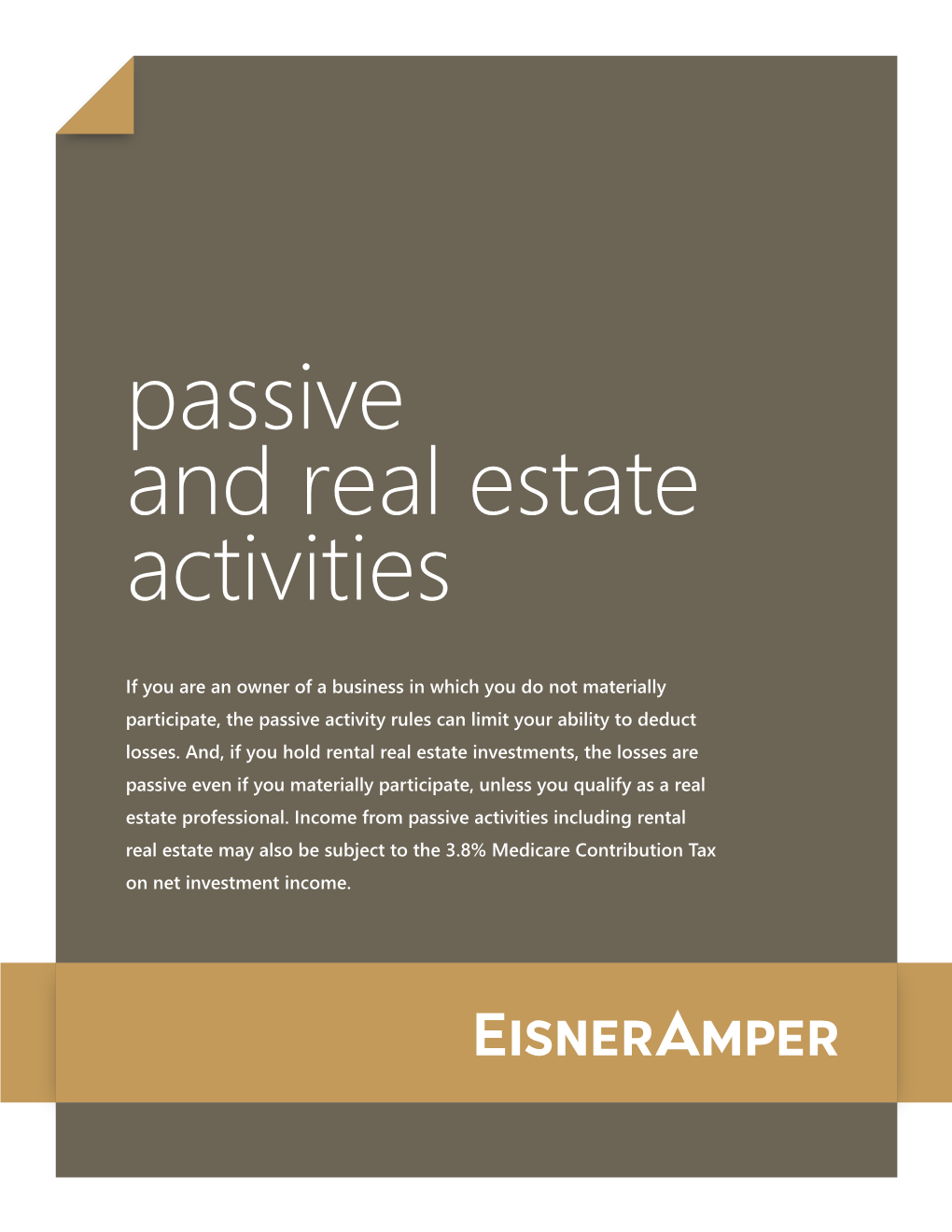 Passive and Real Estate Activities