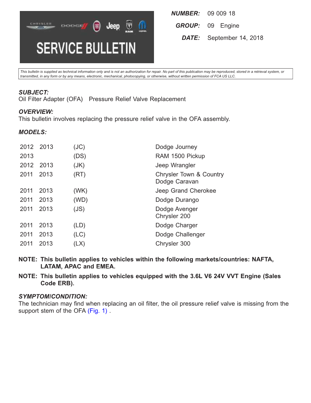 Oil Filter Adapter (OFA)Pressure Relief Valve Replacement