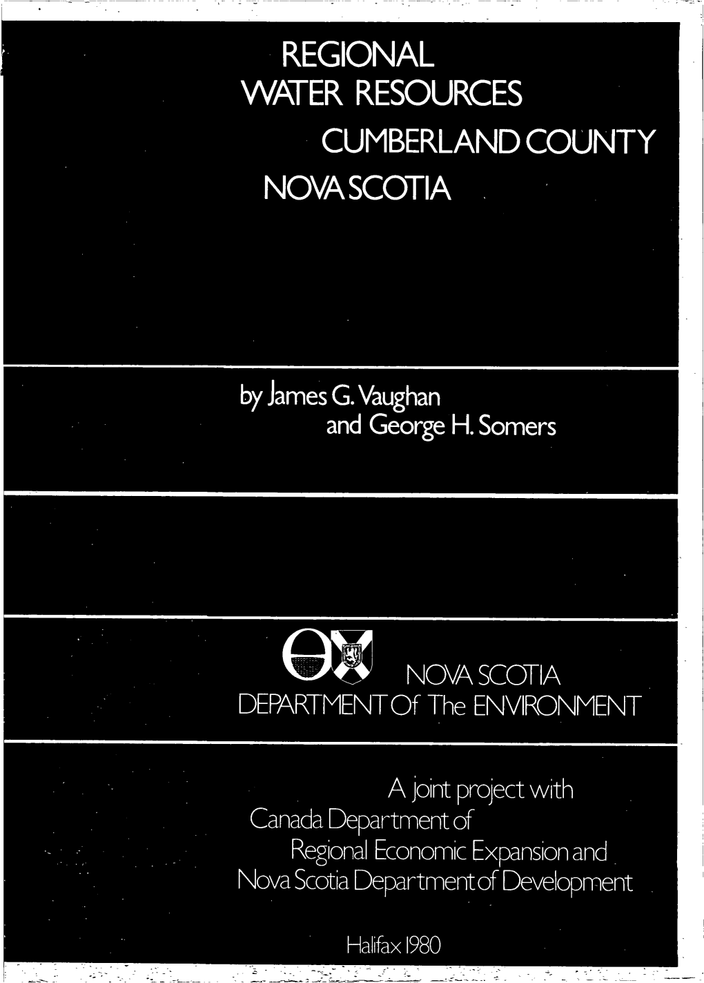 Regional Water Resources Cumberland County, NS (Vaughan and Somers, 1980)