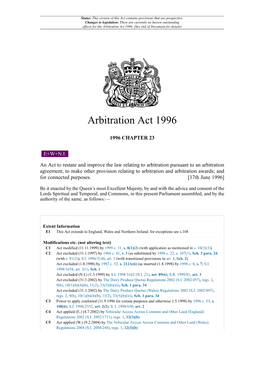 Arbitration Act 1996