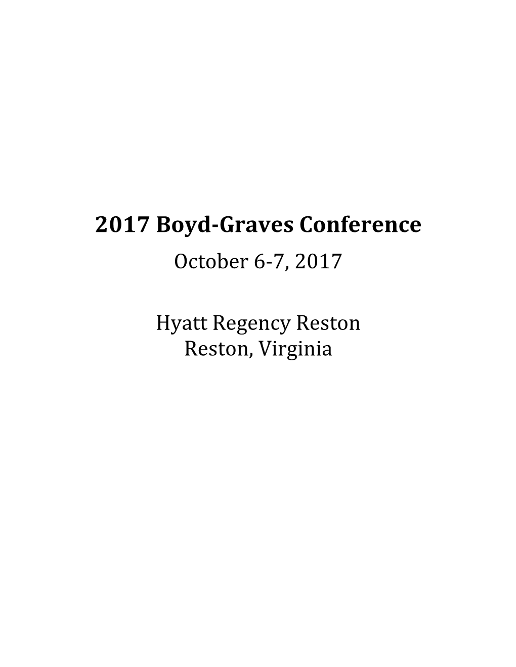 2017 Boyd-Graves Conference October 6-7, 2017