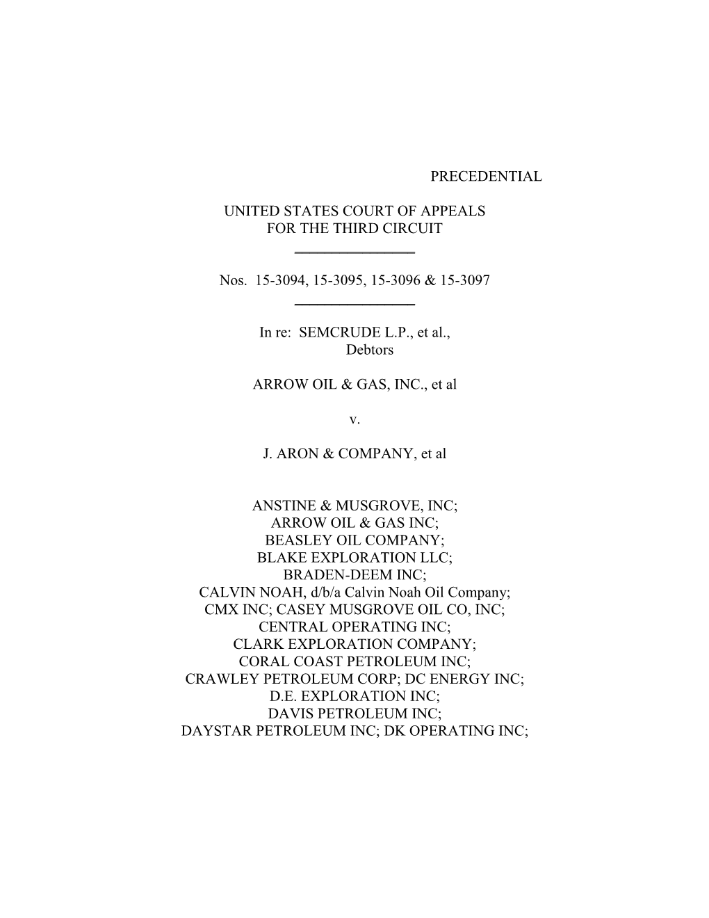 SEMCRUDE L.P., Et Al., Debtors