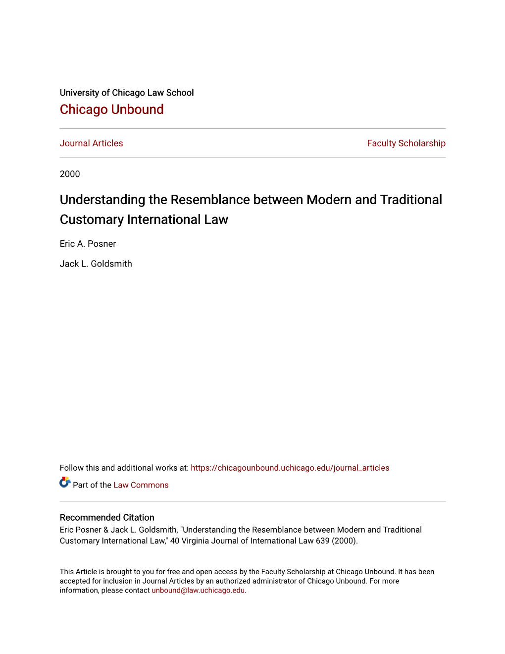 Understanding the Resemblance Between Modern and Traditional Customary International Law