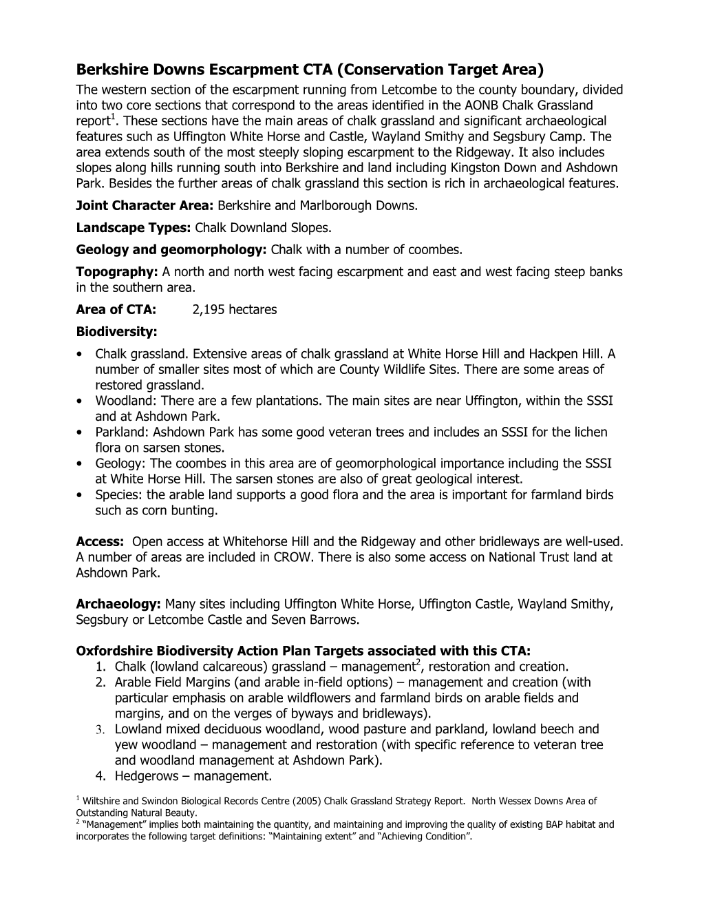 Berkshire Downs Escarpment CTA (Conservation Target Area)