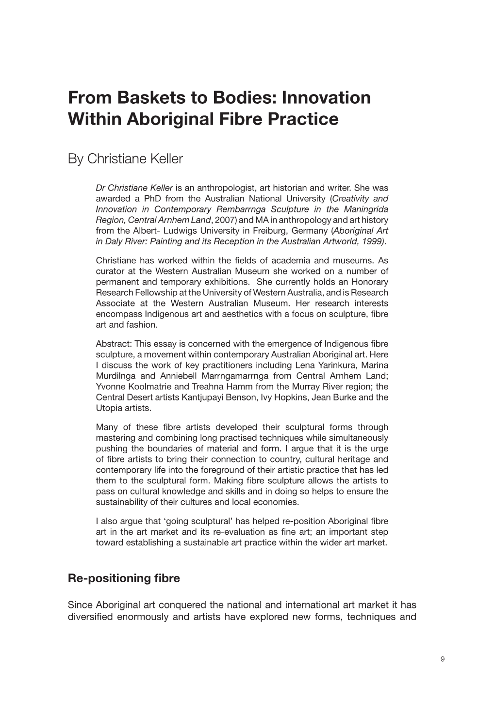 From Baskets to Bodies: Innovation Within Aboriginal Fibre Practice