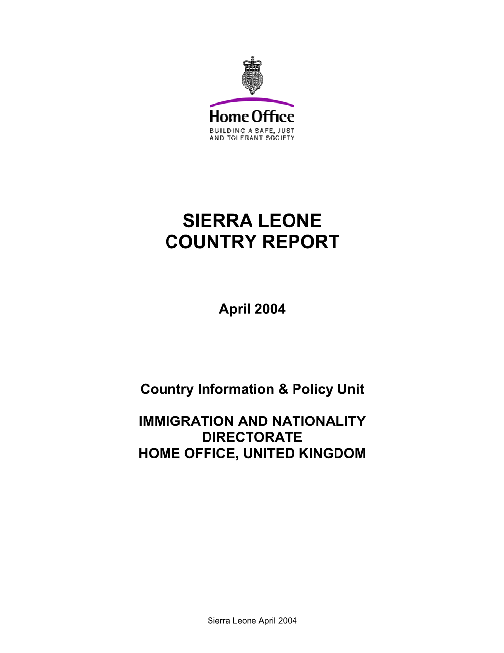 Sierra Leone Country Report