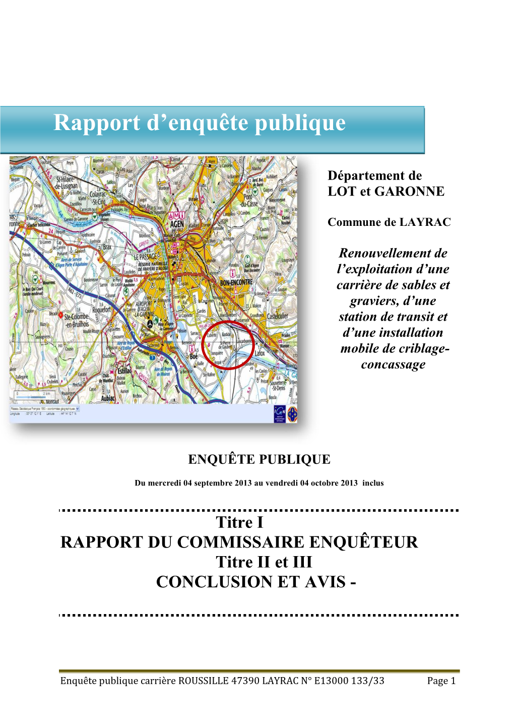Rapport Et Conclusions Du CE