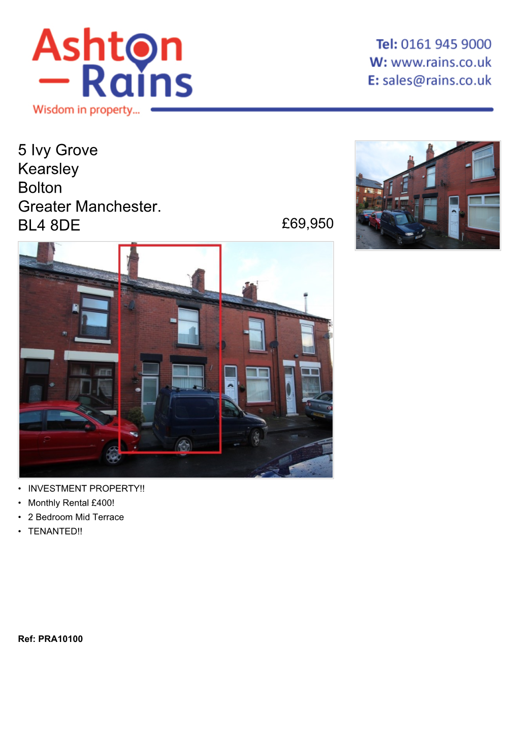 5 Ivy Grove Kearsley Bolton Greater Manchester. BL4 8DE £69,950