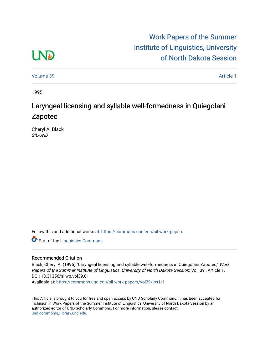 Laryngeal Licensing and Syllable Well-Formedness in Quiegolani Zapotec