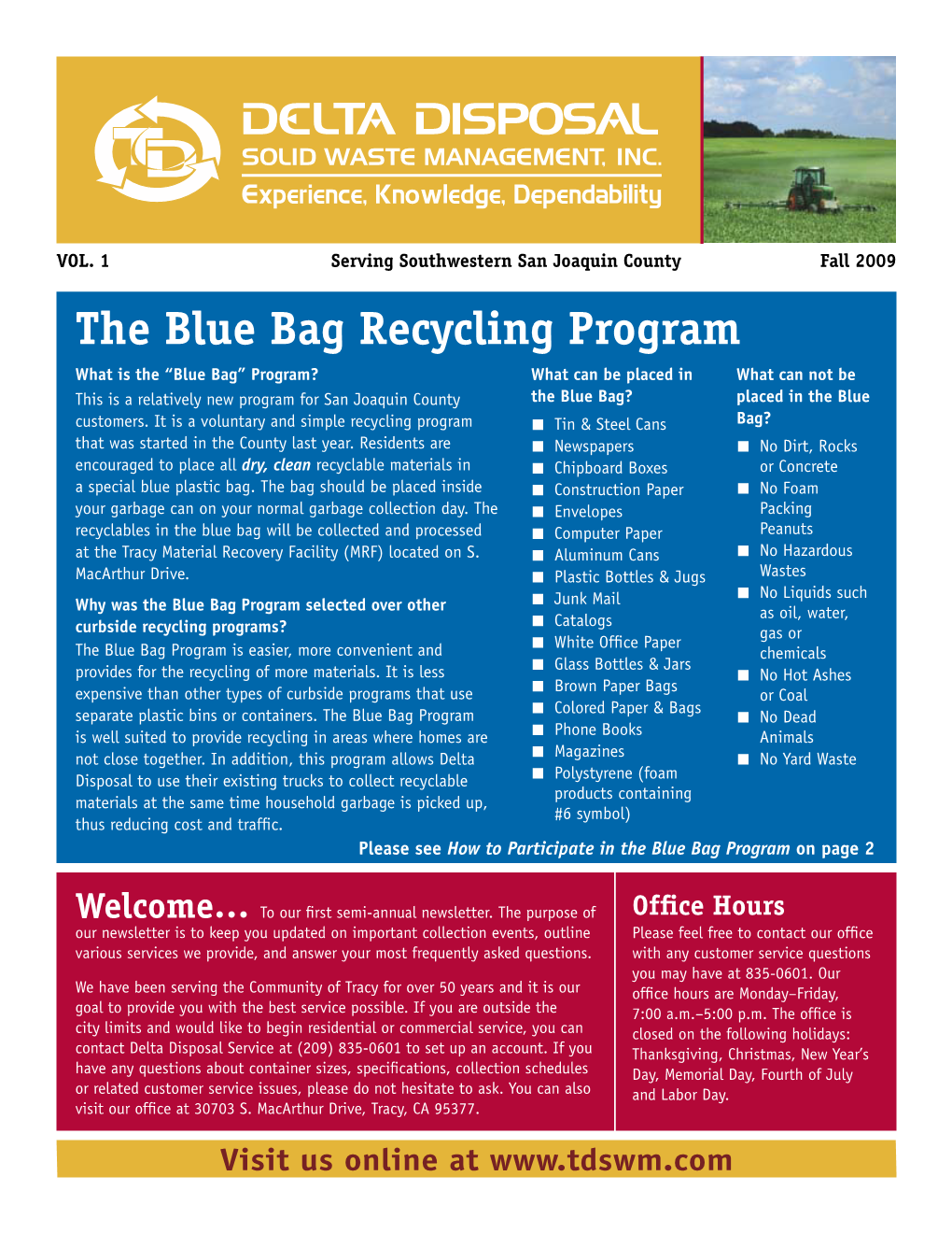 The Blue Bag Recycling Program