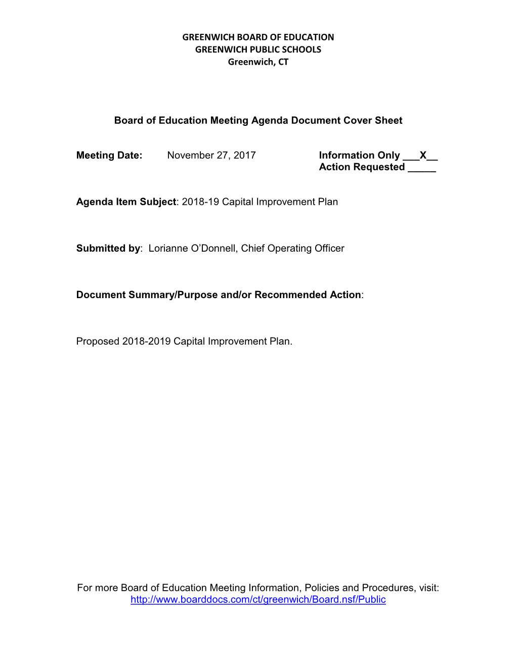 2018-2019 Superintendent's Proposed Capital Budget