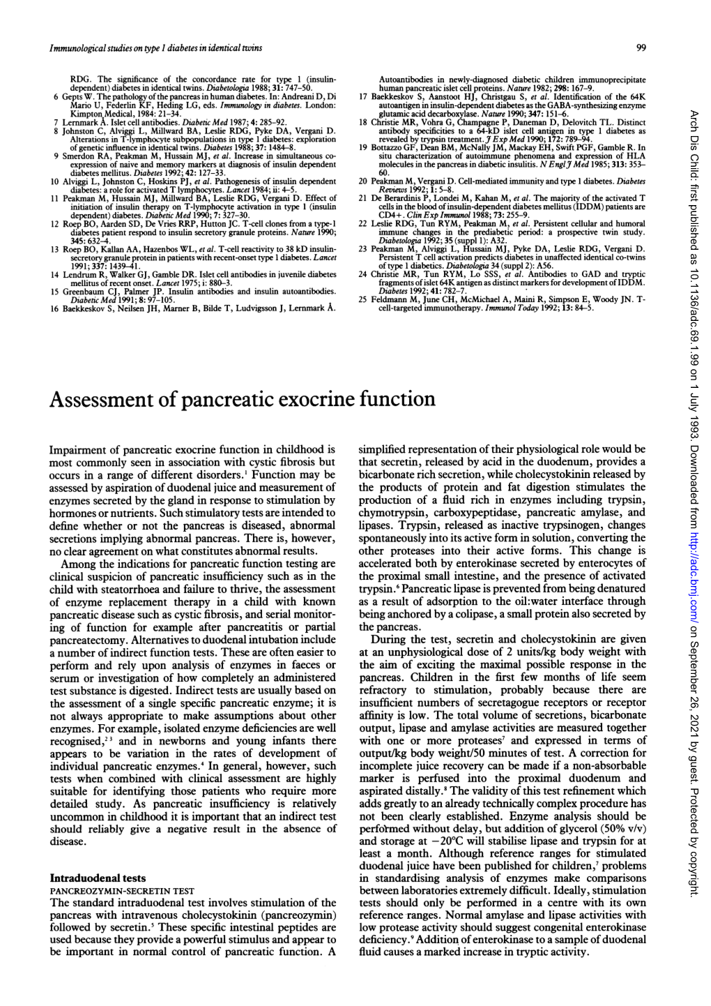 Assessment of Pancreatic Exocrine Function