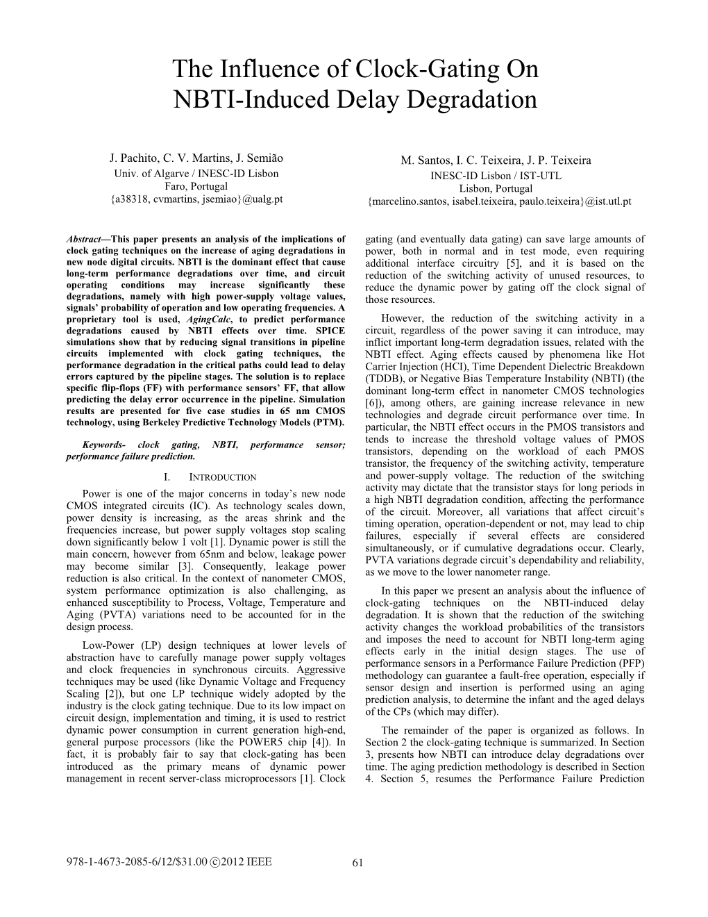 The Influence of Clock-Gating on NBTI-Induced Delay Degradation