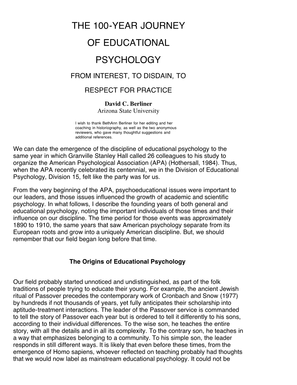 The 100-Year Journey of Educational Psychology