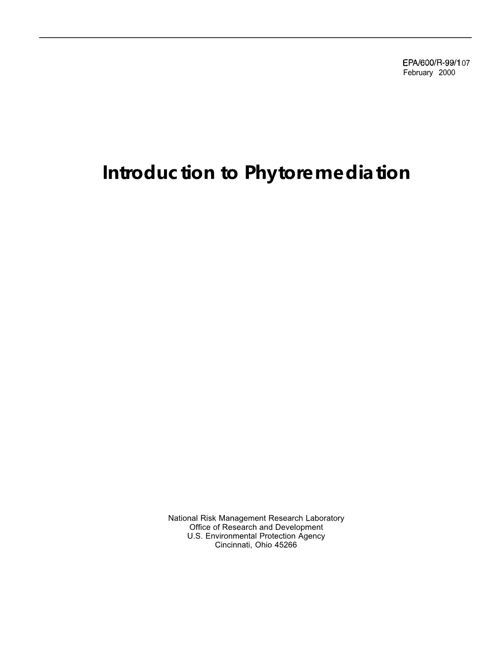 Introduction to Phytoremediation