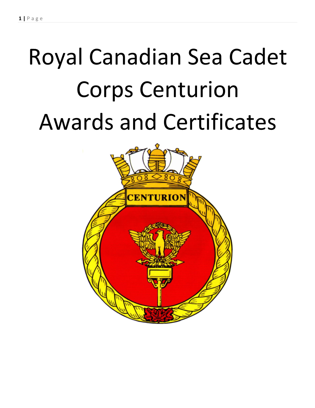Royal Canadian Sea Cadet Corps Centurion Awards and Certificates