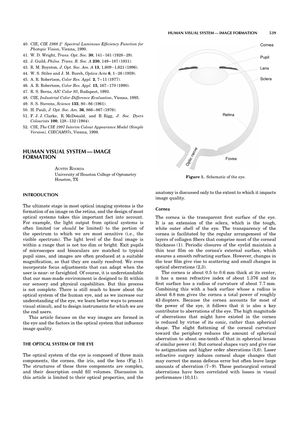 Human Visual System — Image Formation 539