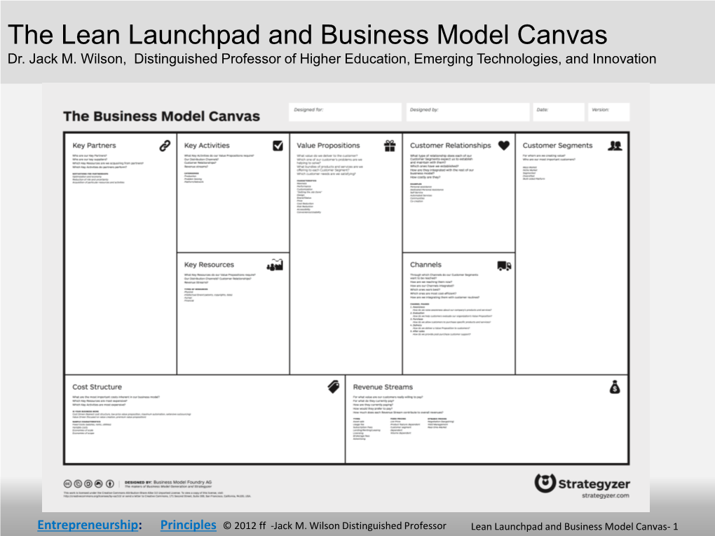 The Lean Launchpad and Business Model Canvas Dr