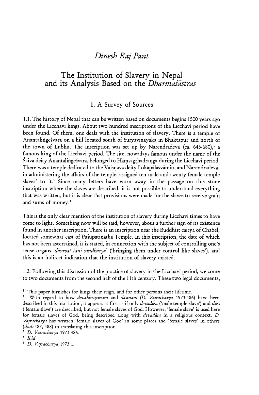 Dinesh Raj Pant the Institution of Slavery in Nepal and Its Analysis