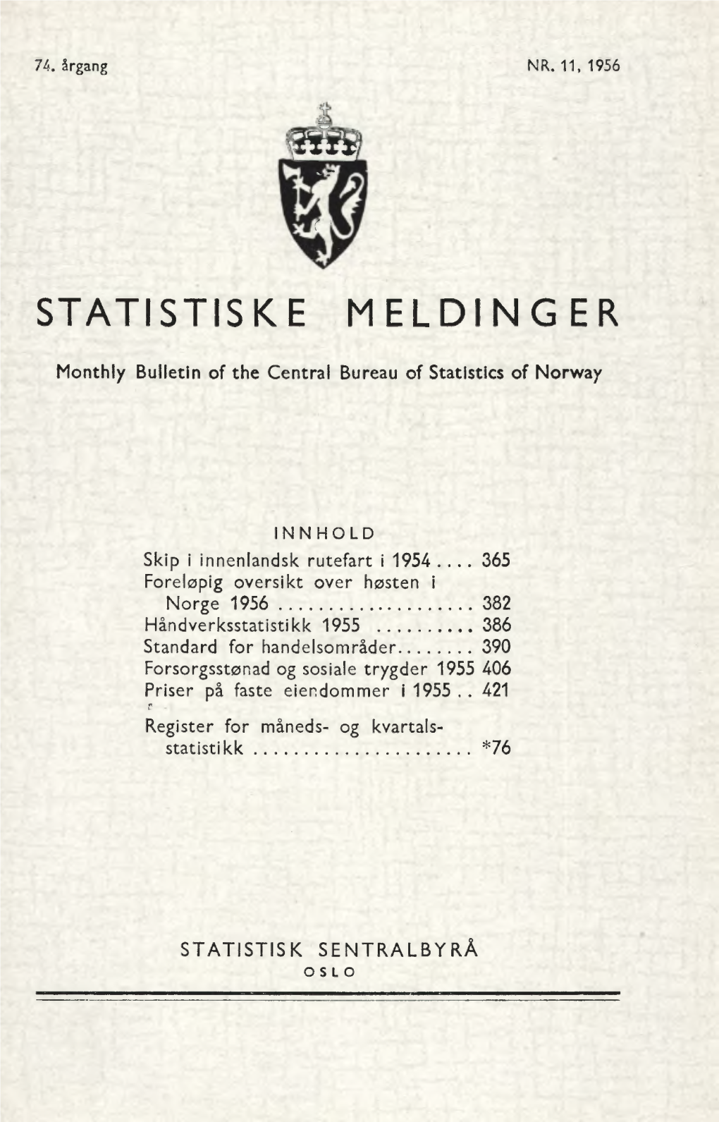 Statistiske Meldinger 1956/11