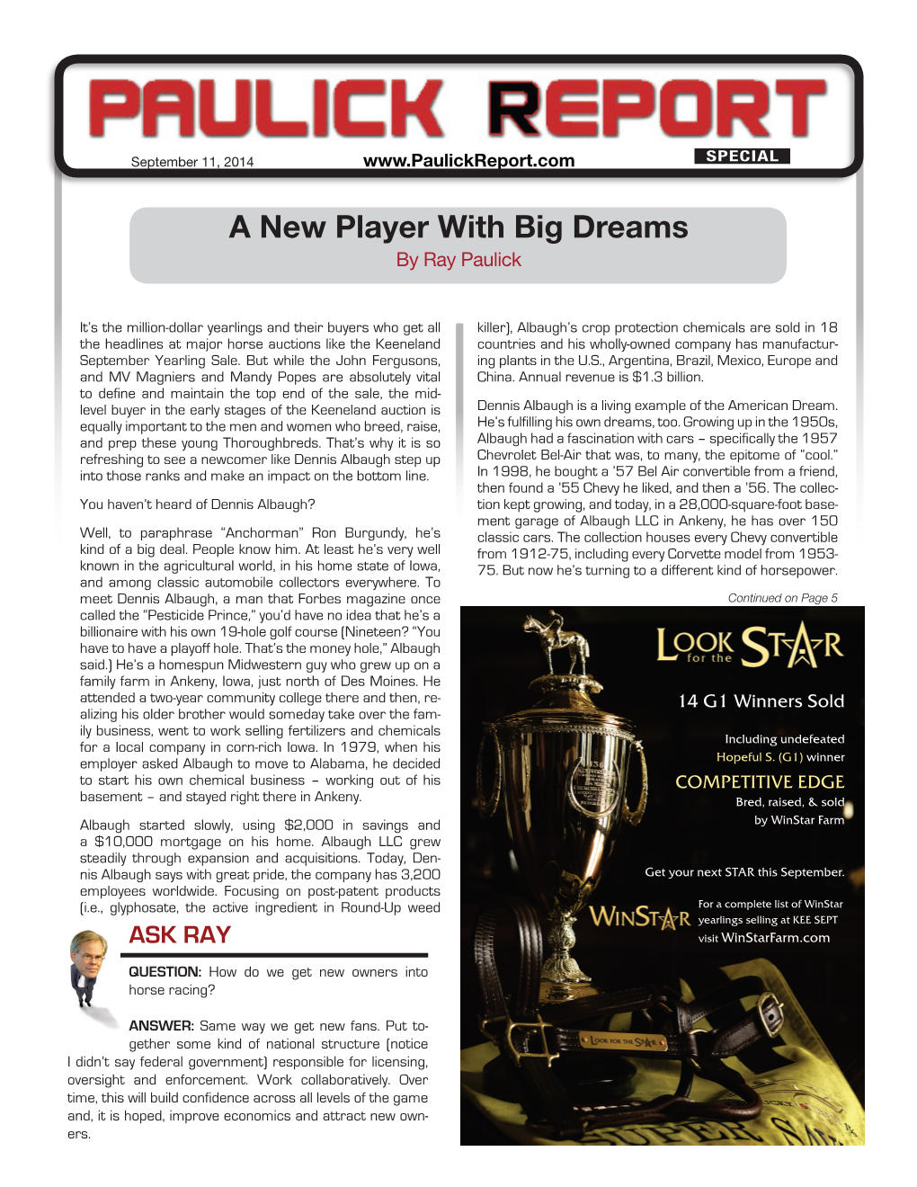 A New Player with Big Dreams by Ray Paulick