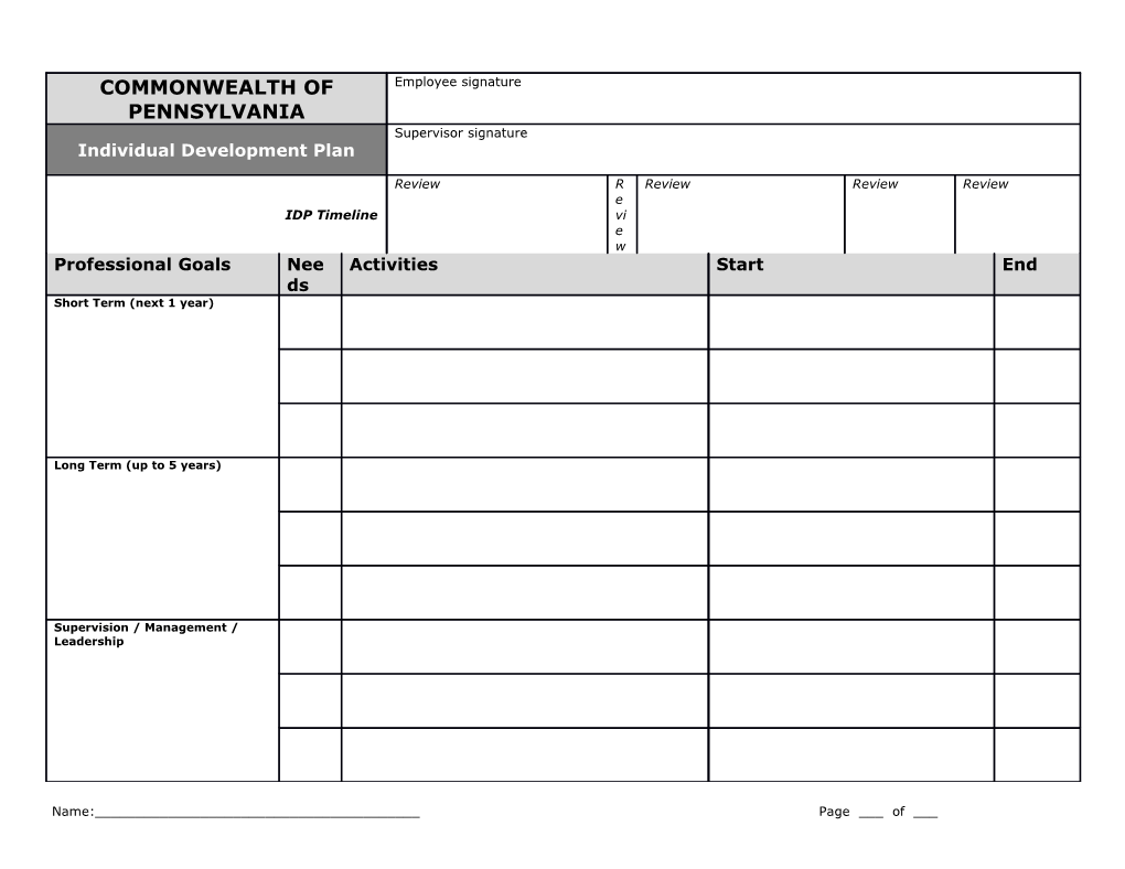 An Individual Development Plan Is A Tool For Documenting A Nonbinding Agreement Between An Employee And Supervisor