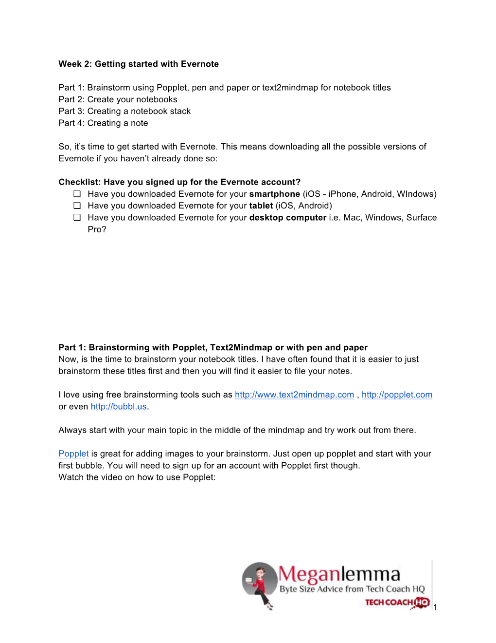 1 Week 2: Getting Started with Evernote Part 1: Brainstorm Using