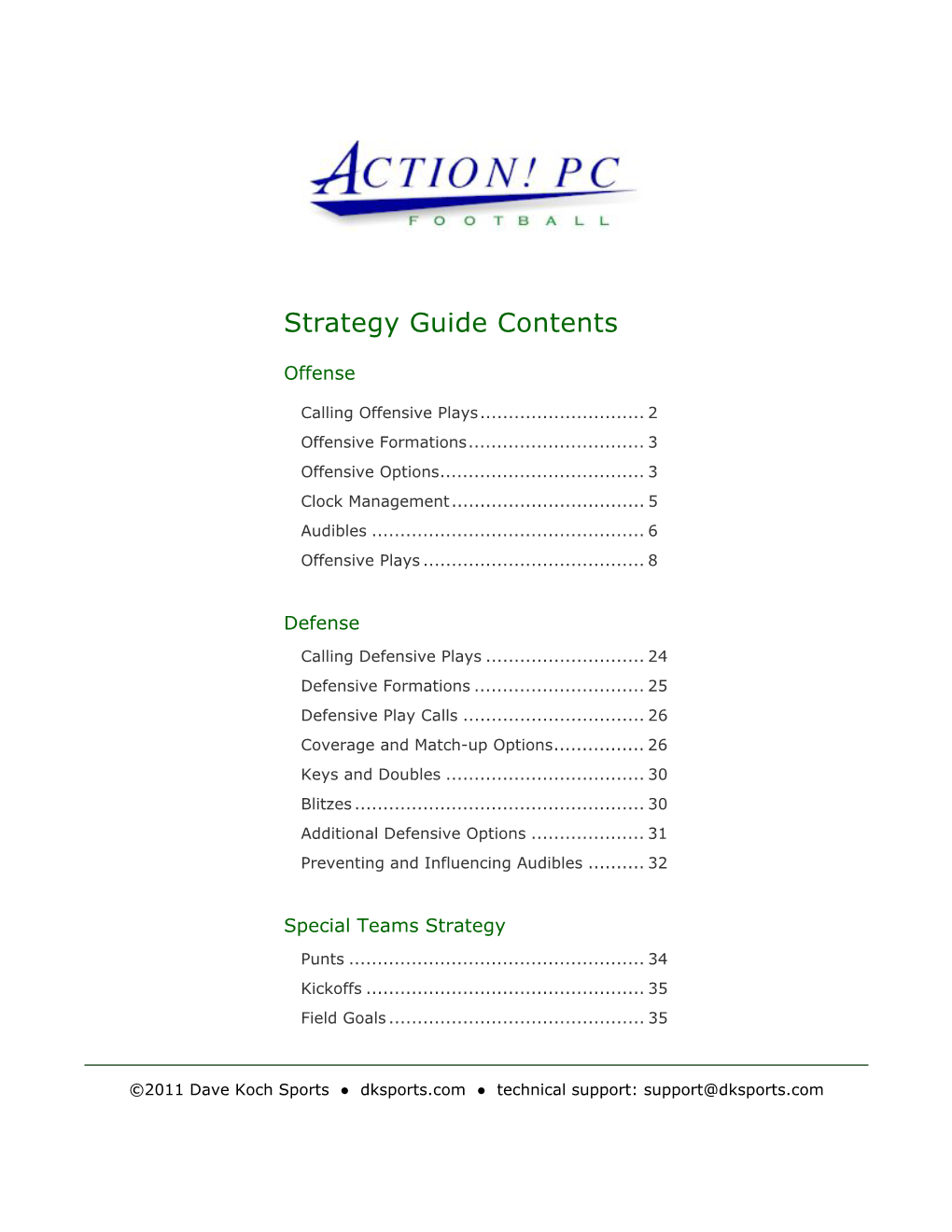 Action! PC Football Strategy Guide