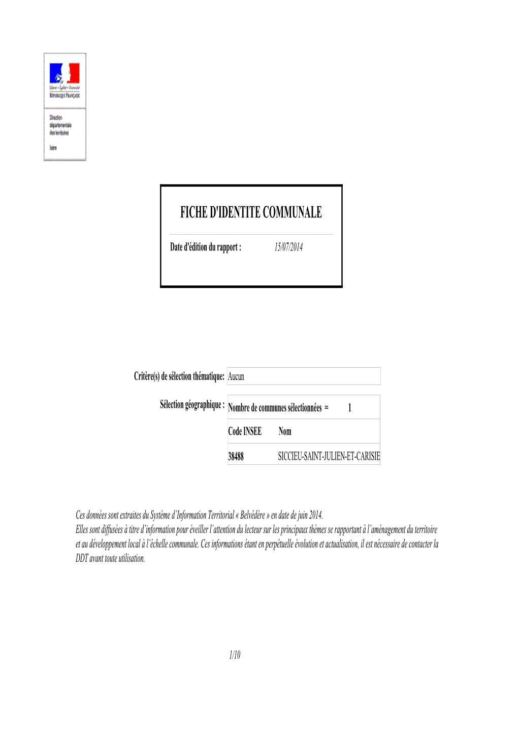 Fiches D'identité Communales