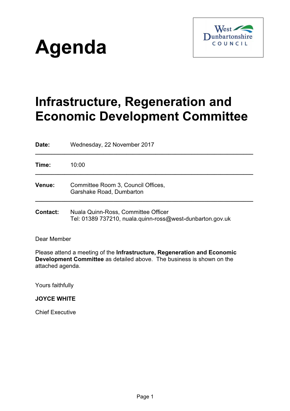 Infrastructure, Regeneration and Economic Development Committee