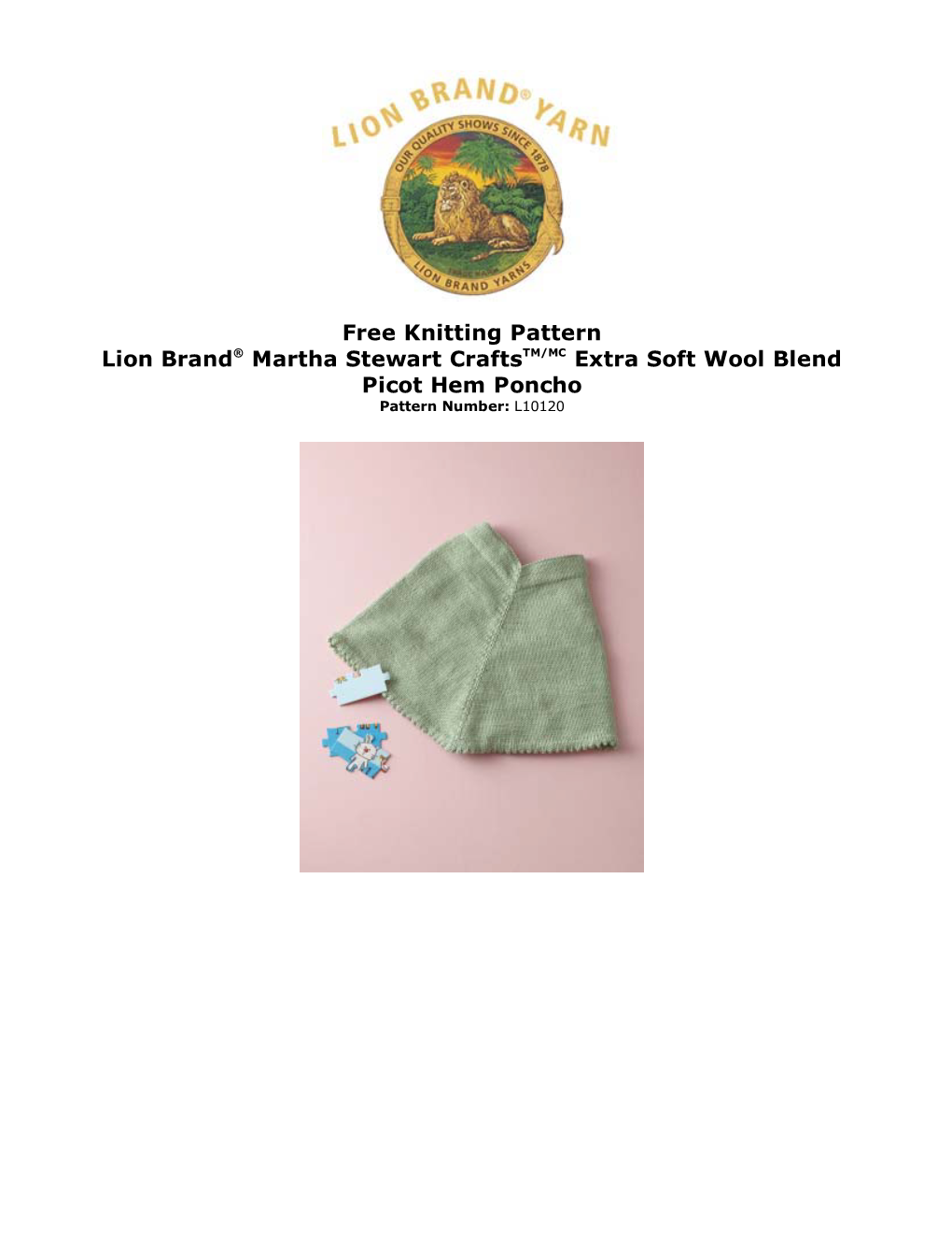Free Knitting Pattern Lion Brand® Martha Stewart Craftstm/MC Extra