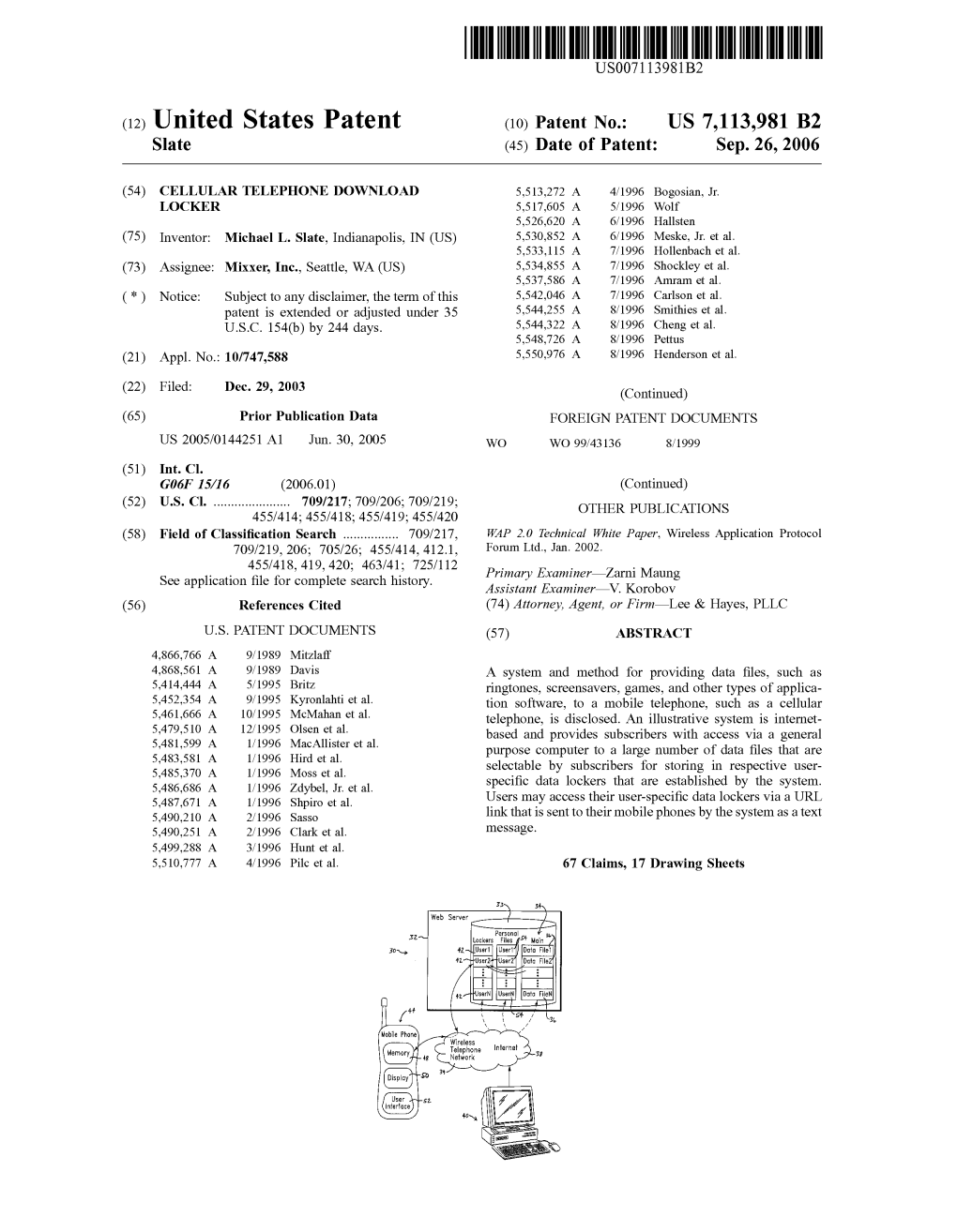 (12) United States Patent (10) Patent No.: US 7,113,981 B2 Slate (45) Date of Patent: Sep