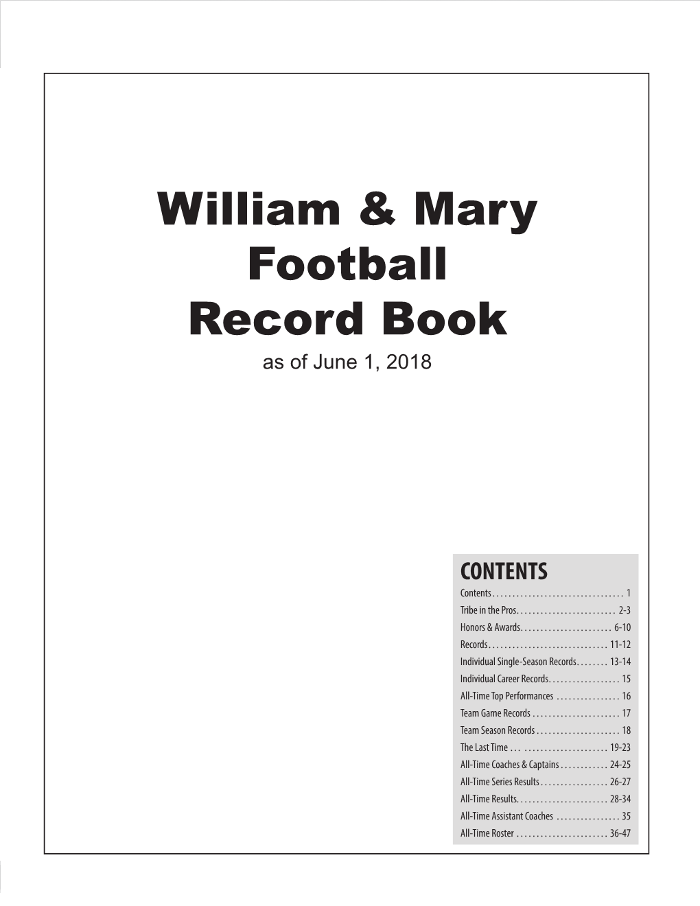 William & Mary Football Record Book