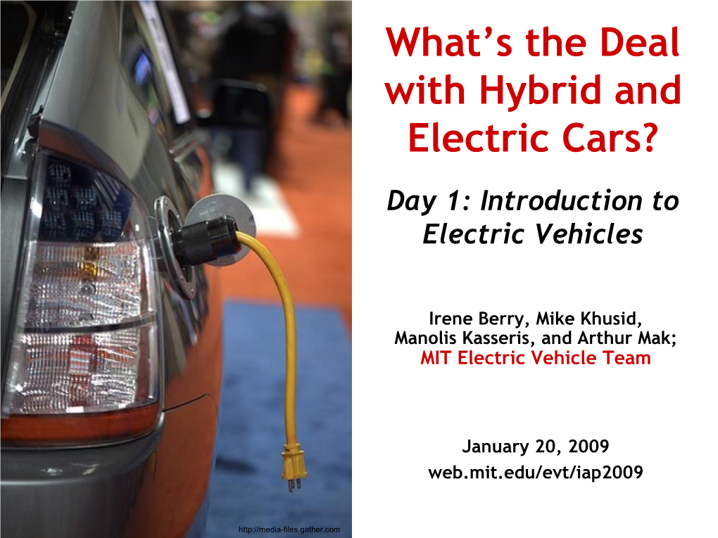 Day 1: Introduction to Electric Vehicles