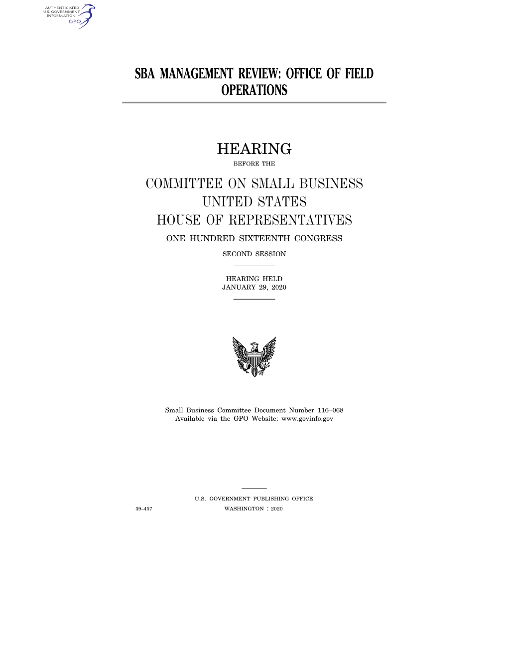 Sba Management Review: Office of Field Operations