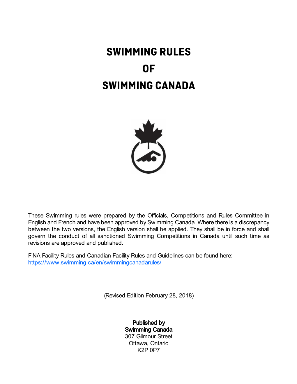 Swimming Rules of Swimming Canada