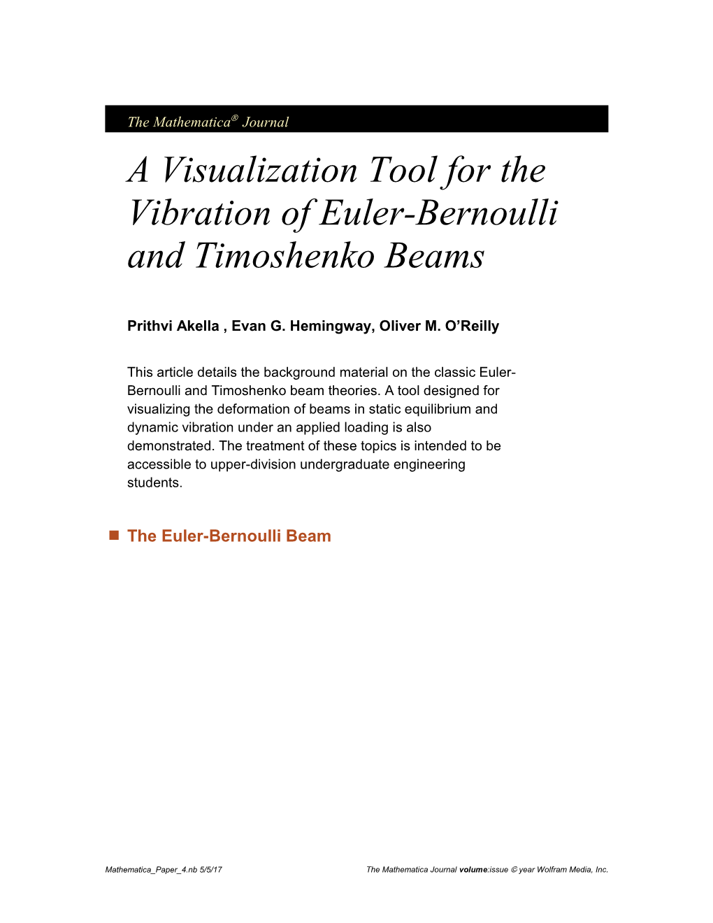 A Visualization Tool for the Vibration of Euler-Bernoulli and Timoshenko Beams
