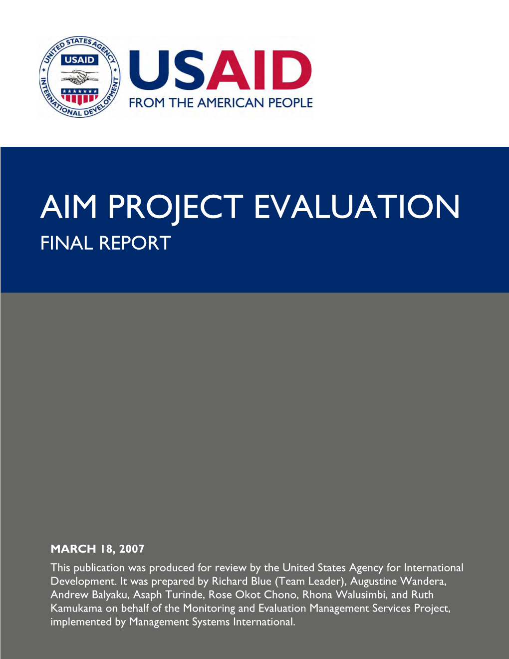 Aim Project Evaluation Final Report