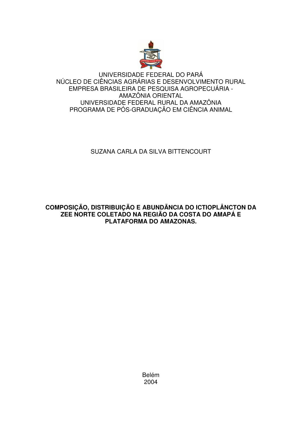 Universidade Federal Do Pará Núcleo De Ciências