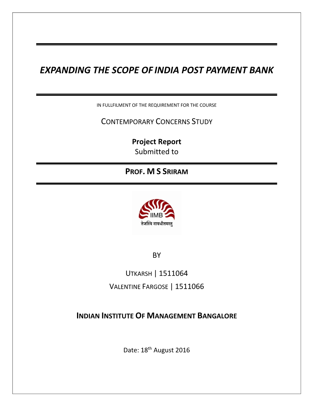 Expanding the Scope of India Post Payment Bank