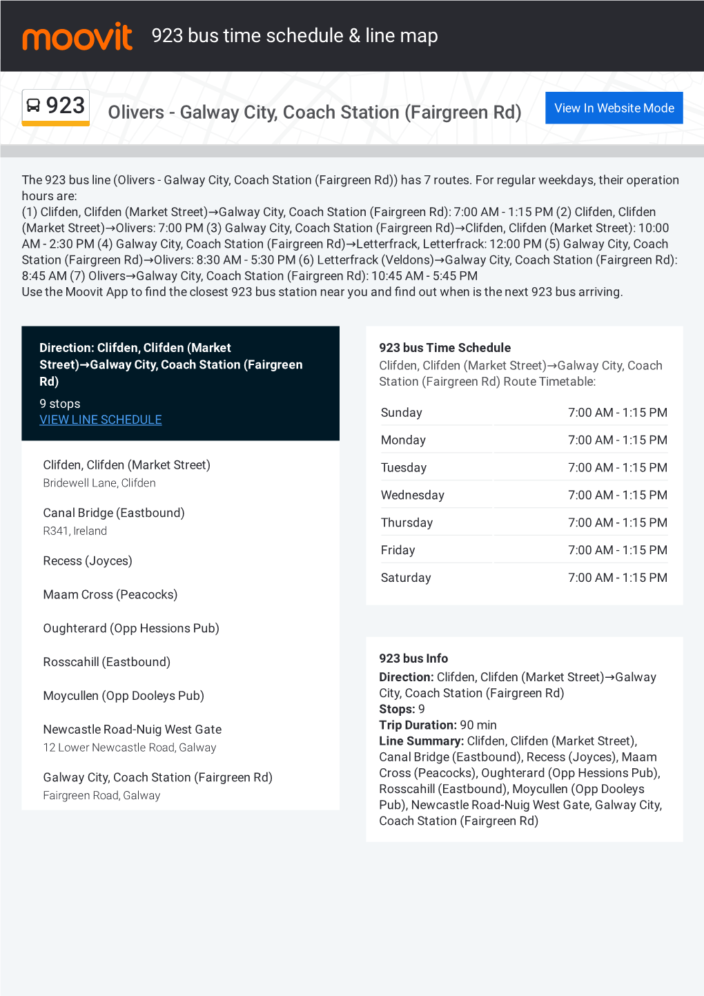 923 Bus Time Schedule & Line Route